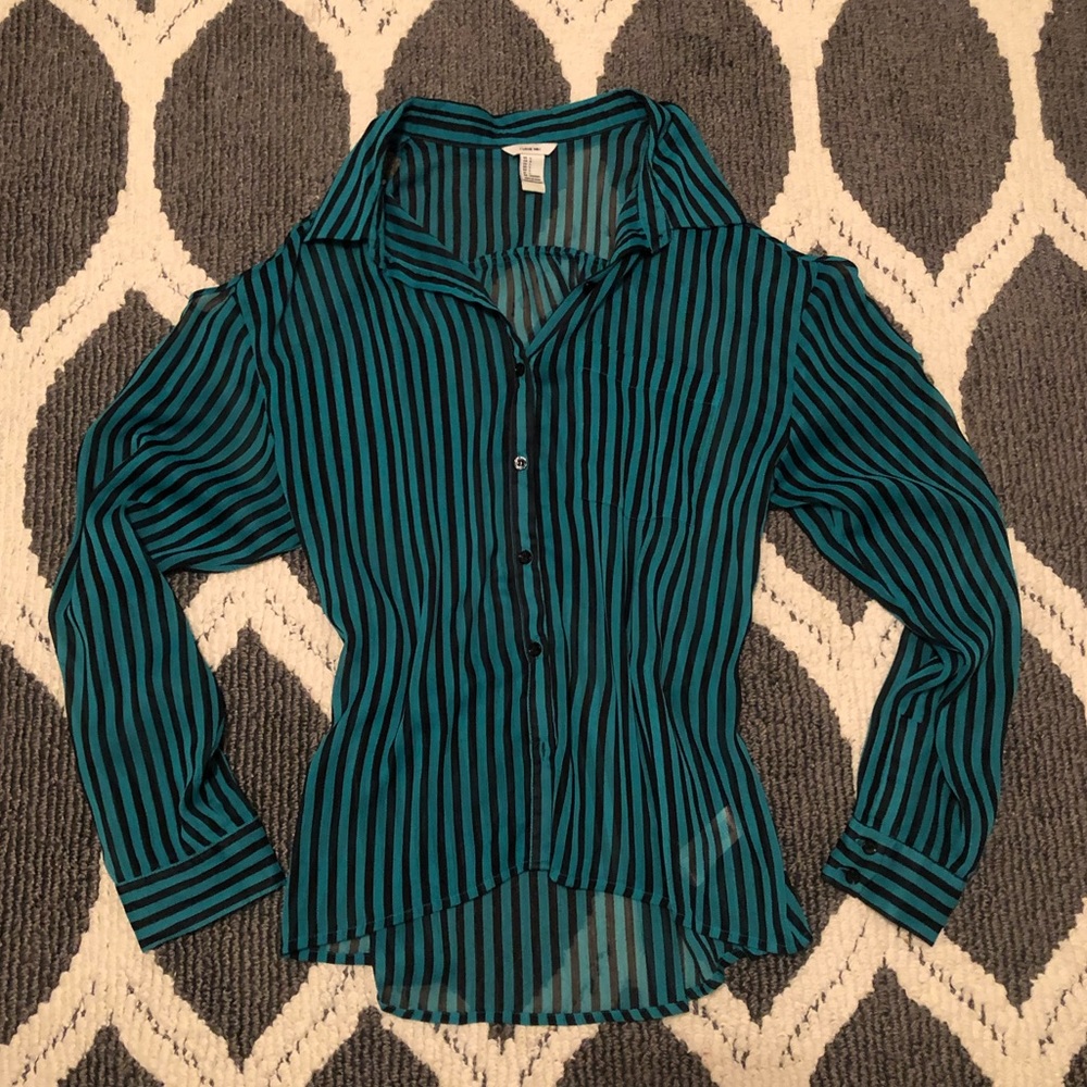 Sheer cold shoulder blouse